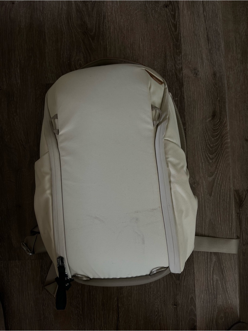 Minimal Cream Men's Backpack with Padded Carry.
